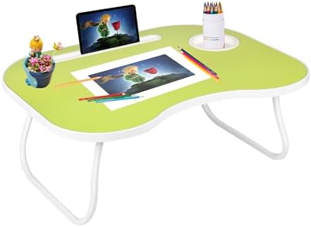 Lap Desk for Laptop Bed Trays for Eating and Laptops Breakfast in Bed Laptop Stand TV Trays for Bed with Cup Holder/Drawer for Sofa/Couch Portable Foldable (Green, M(19×14")) by Unknown