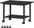 Lerliuo Under Desk Printer Stand, 2-Tier Industrial Mobile Printer Table with Storage Shelf and Steel Frame, Rolling Printer Cart Holder with Lockable Wheels for Home, Office (Black) by Lerliuo