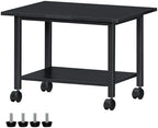 Lerliuo Under Desk Printer Stand, 2-Tier Industrial Mobile Printer Table with Storage Shelf and Steel Frame, Rolling Printer Cart Holder with Lockable Wheels for Home, Office (Black) by Lerliuo
