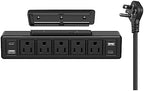 40W Under Desk Power Strip Surge Protector 1200J 5 Outlet 4 USB 10FT Black by ANNQUAN