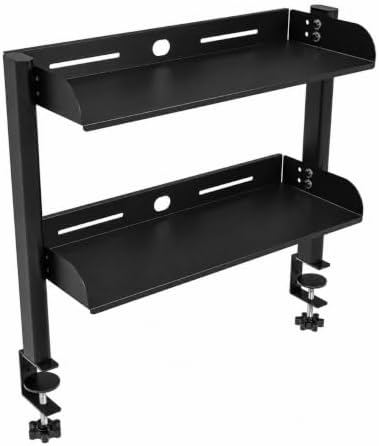 Clamp On Desk Organizer, 2-Tier Shelf, Padded Clamps, Black by WUPKL