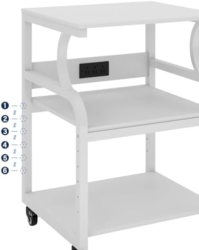 Natwind 3 Tier Large Printer Stand, 24"x20", with Charging Station,White - Image 5