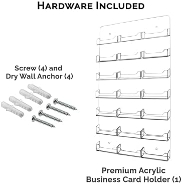 Marketing Holders Wall Business Card Holder with Hanging Hardware for 3.5" x 2" Gift Cards Clear Acrylic 21 Slot Display Holds 50 Contact or 30 Membership Cards No Assembly - Image 6
