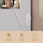 FIONESO Vanity Desk with Mirror and Lights, Makeup Vanity with 9 Drawers & Power Outlet, 5 Hooks & 6 Open Shelves, 3 Lighting Colors & Adjustable Brightness, White Vanity for Girls - Image 5