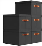 Homsorout Storage Bins with Lids - Large Fabric Closet Bins with Lid, 5 Pack Clothes Organizers and Storage, Collapsible Stackable Cube Basket for Home, Office, Dorm, Black by Homsorout