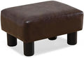 LUE BONA Small Rectangle Foot Stool, PU Leather Fabric Footrest Ottoman with Non-Skid Plastic Legs, Modern Rectangle Footrest Small Step Stool Ottoman for Couch, Desk, Office, Living Room, Brown by LUEBONA
