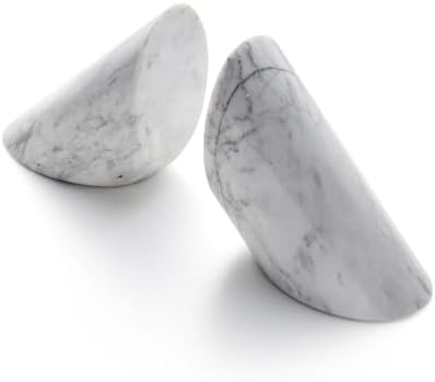 Fox Run Natural Polished Marble Bookends, White, Set of 2 Angled Book Ends - Image 2