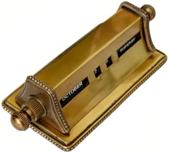 Vintage Solid Brass Perpetual Desk Calendar, Manual Flip Monthly Date Calendar, Antique Gold Desktop Calendar for Office Desk, Home Decor - Image 5