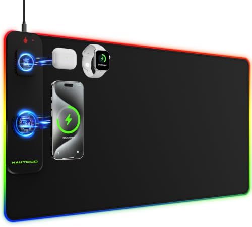 HAUTOCO Wireless Charging Mouse Pad, RGB Large Gaming Desk Mat by HAUTOCO