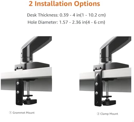 Amazon Basics Gas Spring Single Monitor Arm Desk Mount, Adjustable Tension, Fits 15–27 Inch Monitors, Supports 4.4–15.4 lbs, VESA 75x75/100x100, Black - Image 6