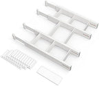 SpaceAid Bamboo Drawer Dividers with Inserts and Labels, Kitchen Adjustable Drawer Organizers, Expandable Organization for Home, Office, Dressers, 4 Dividers with 9 Inserts (17"-22" White) by SpaceAid