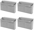 4 Pack Desk Side Hanging Organizer, Adhesive Storage Bag with Pockets for Magazine Ipad Notebook, for End Tables Home Office Desks Computer Workstations Dressing Table, Grey by Joyytuu