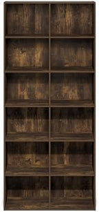 Furinno Basic Book Shelf, 12-Cube Bookshelf, Bookcase with Open Shelf, Cube Storage Organizer, 12 x 32 x 71, for Living Room, Home Office, Amber Pine - Image 7
