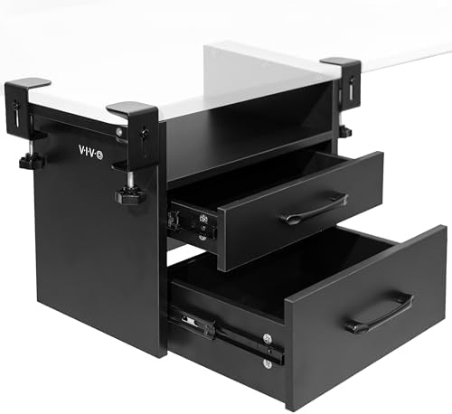 VIVO Black Corner Clamp-on Drawer and Shelf System, DESK-DR3C by VIVO