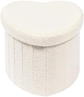 B FSOBEIIALEO Storage Ottoman Heart Shaped Ottoman with Storage,Cream White by BFSOBEIIALEO