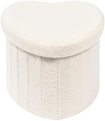 B FSOBEIIALEO Storage Ottoman Heart Shaped Ottoman with Storage,Cream White by BFSOBEIIALEO