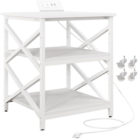 METYERRY 23.6"x23.6" Large Printer Stand with Power Outlet, 3 Tier Cart by METYERRY