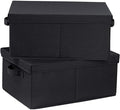 HOONEX Storage Bins with Lids for Organizing, Pack of 2, Storage Boxes with 2 Carrying Handles and Sturdy Heavy Cardboard, 16.5" L x 11.8" W x 7.5" H for Shoes, Books, Clothes, Black by HOONEX