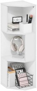 Furinno ECON Corner Shelf, 3-Tier Corner Book Shelf, Standing Storage Shelves, Cube Display Rack, Bookshelf, for Organization and Storage, Living Room, Home Office, Plain White by Furinno-FitsYourSpaceFitsYourBudget