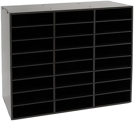 Mail Sorter Organizer, 24 Compartments Black Literature Organizer, Student Mailbox for Classroom, Desktop Paper Bill Organizer for Home, Office, School (24 Slots Black) by MhdunueSK