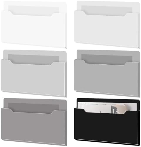 Fuutreo Magnetic Wall File Holder,6pcs,Achromatic Colors,Horizontal-large by Fuutreo
