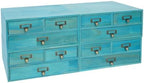 Wooden Desktop Organizer, 3 Tier Tabletop Storage Cabinet with 12 Drawers Composable Four-Piece Set & Metal Handles Modular Stackable Desktop Apothecary Cabinet for Home Offices Schools (Blue) - Image 4