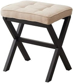 Foot Stool Small Ottoman Foot Rest Padded Foot Stool Desk for Under Office Desk Vanity Stool Bamboo Footstool Sofa Footrest Shoe Stool Small (Black Legs + Beige) by FILWH