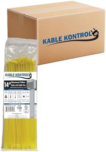 Kable Kontrol Cable Zip Ties, 14 Inch, 6000 Pcs, 50lbs Test, FL Yellow by KABLEKONTROL%C2%AE