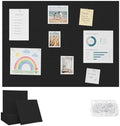 48" x 36" Large Felt Bulletin Board, Bold-Stripe 12-Pack Cork Boards | Fabric Bulletin Board with 60 Adhesive Tabs, 50 Pushpins, Felt Wall Tiles for Office Push Pin Board Felt Board, Black by Unknown