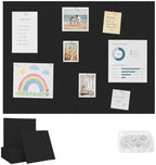 48" x 36" Large Felt Bulletin Board, Bold-Stripe 12-Pack Cork Boards | Fabric Bulletin Board with 60 Adhesive Tabs, 50 Pushpins, Felt Wall Tiles for Office Push Pin Board Felt Board, Black by Unknown