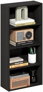 Furinno Basic Book Shelf, 4-Tier Bookcase with Open Shelf, Bookshelf, Cube Storage Organizer, 7 x 17 x 35, for Living Room, Bedroom, Home Office, Espresso by Furinno-FitsYourSpaceFitsYourBudget