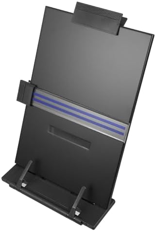 Adjustable Metal Book Stand Desktop Document Holder for Typing and Reading, Black Tabletop Copy Holder for Students and Office Use by OFFSCH
