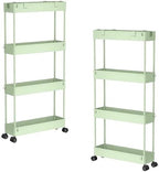 SPACELEAD 2-piece Set Slim Storage Cart 3 Tier,Bathroom Organizer Rolling Utility,Mobile Shelving Unit Slide Out for Office, Kitchen, Laundry Room & Narrow Places by Home