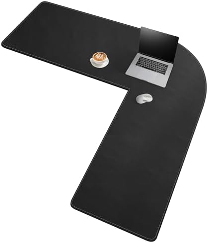 Chihein L-Shaped Desk Pad for Home Office Black (57.1”+ 57.1”) x 19.7” by Chihein