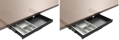 Under Desk Slide Out Pencil Drawer, Storage Organizer 15 Inch Wide, Ball-Bearing Slides, Black (8x14.4 Inch) (Pack of 2) by Unknown