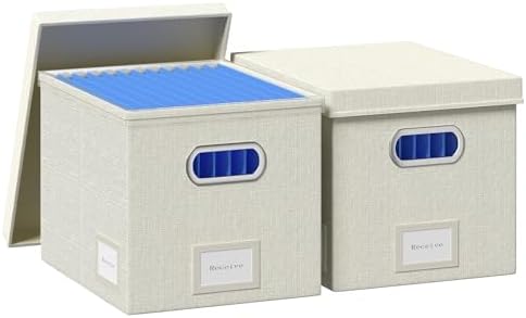 2Pack File Box with Lid with One-Piece Plastic Frame Slides by FileOrganizerBoxeswithLid