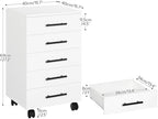 HOOBRO 5-Drawer File Cabinet, Office Filing Cabinet with Drawers, Wooden Mobile Storage Cabinet with Wheels, for Makeup, Home Office, Easy Assembly, White WT05WJ01G1 - Image 3