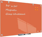 TSJ OFFICE White Board for Wall - 36" x 24" Orange Glass Board 3 X 2 FT by TSJOFFICE-WipeCleanThinkGreenWorkSmart