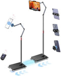 Rolling Tablet Floor Stand with Wheels, Adjustable Aluminum Arm & 360° Rotation, Magnetic Phone Holder with Remote, iPad Floor Stand for Bed, Compatible with 4.7-13" iPad, Phone, Kindle & Tablets by Unknown