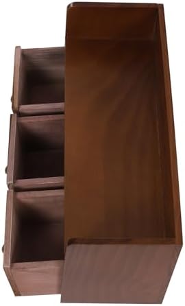 3-Drawer Desktop Organizing Cabinet, Pine Wood Countertop Drawers Storage Box, Vintage Desk Organizer Chest for Bills,Office & Home Supplies,Cosmetics,Seals-No Assembly Required - Image 7