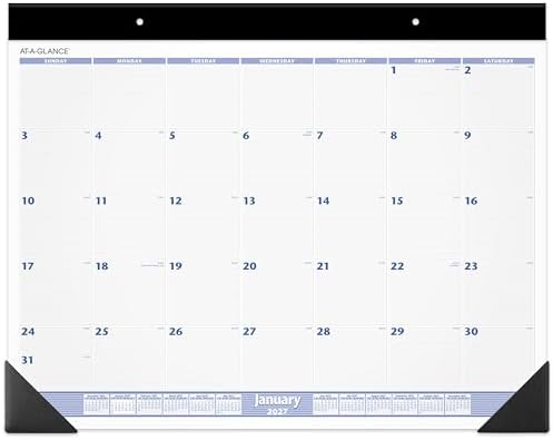 AT-A-GLANCE 2027 Desk Pad Calendar, Monthly Desk Wall Planner, 24" x 19", Blue/Gray (SW2300027) by AT-A-GLANCE