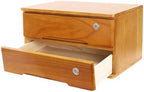 Lockable Desk Organizer Wooden Desktop Drawers Office Flat Files Storage Box Locking Countertop Storage Cabinet (Wood Yellow, 2-Tier) - Image 3