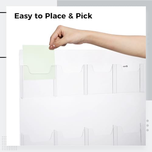 18 Pockets Acrylic Brochure Pamphlet Holder Wall Mount, 4 inches Pocket Brochure Display Stand, Pamphlet Display Stand Wall Mount, Clear Plastic Trifold Flyer Rack Literature Holder - Image 5