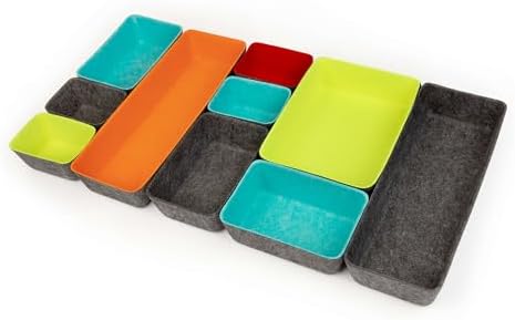Three by Three Seattle Recycled Felt Storage Bins, Set of 10 (Multicolor) by ThreebyThreeSeattle