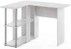 Furinno Abbott L-Shape Desk with Bookshelf, White Oak/Chrome - Image 5