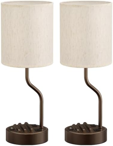 Fenmzee Bedside Lamps for Bedroom Set of 2-18" Brown Table Lamp for Desk - Image 7