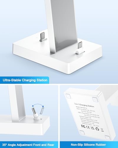 30W Fast Charging Station for Apple Devices - ADADPU 3 in 1 USB C Charger Stand for iPhone 17 16 15 Pro Max Plus & AirPods 4,Wireless Charger Dock Compatible with Apple Watch Ultra/10/9/8/7/6/5/4/3/SE - Image 6