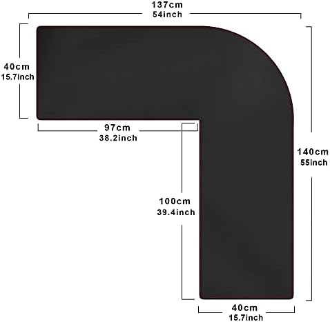 ZORESYN L-Shaped Desk Mat PU Leather Black, (55"+54") x15.7 - Image 2