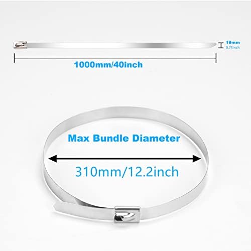 Metal Zip Ties Heavy Duty Outdoor, 40 Inch Large cable ties, 880Lb 20PK - Image 4