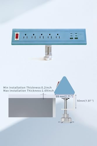 Desk Clamp Power Strip with Nightlight, 40W Fast Charging, 10FT Extension Cord, 4x20W USB-C & 2 USB Ports, 5 AC Outlets, Fits 1.69-Inch Table Edges - Image 7